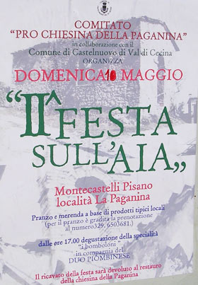 Manifesto della festa nella Paganina a Montecastelli Pisano